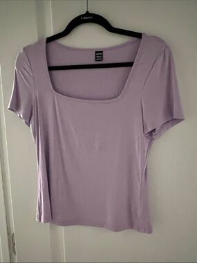 SHEIN Lilac Square Neck Short Sleeve Tee